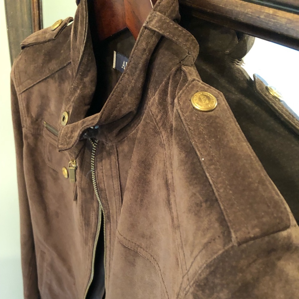 Anne Klein Suede Leather Moto Jacket - Picture 2 of 5